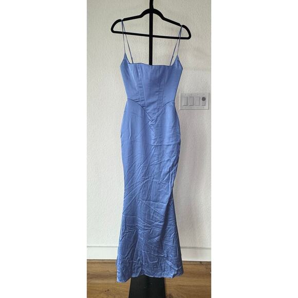 House of CB | BLUE | Olivette Satin Corset Maxi Dress - Picture 6 of 8